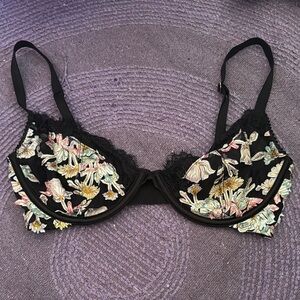 Floral Embroidered Black Bra Victoria’s Secret